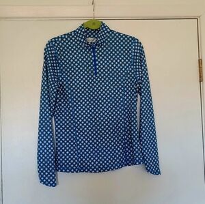 Callaway Blue and White Patterned Long Sleeve Top